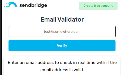 SendBridge Email Verifier :: Email Verifier: A free, easy-to-use online tool that quickly checks if an email address is real and can receive messages.