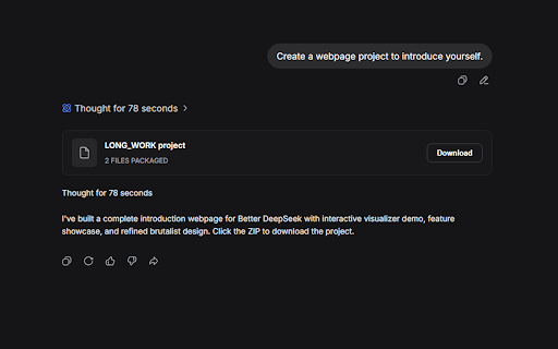 Better DeepSeek :: Enhanced UX layer for DeepSeek with hidden prompts, tools, memory, document generation, and long-work packaging.
