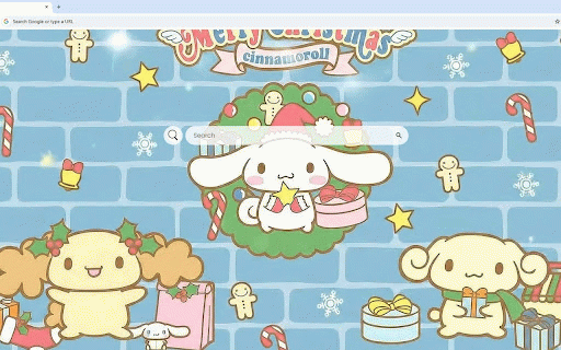 Cinnamoroll Christmas Live Wallpaper :: Adorable Cinnamoroll with festive friends celebrating Christmas surrounded by gifts and candy canes.