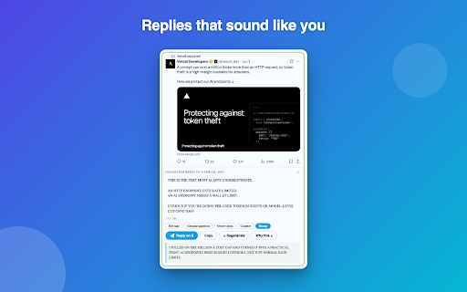 BanterBird :: Draft replies and posts on X in your own voice, with your OpenAI key. You review, edit, and post every one yourself.