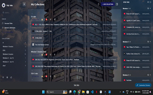 Tidy Tabz :: Your personal tab management workspace. Organize, save and restore browser tabs — unlimited collections, zero paywalls.