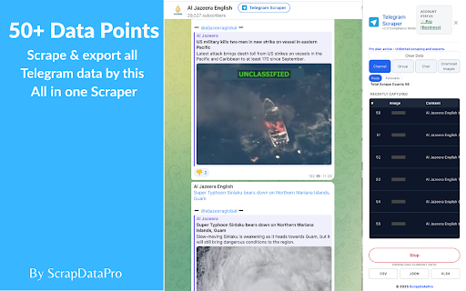Telegram Scraper : Export posts, members , and channels :: Telegram Scraper : All in one scraper , export posts , export group members, comments , channel followers and more to csv