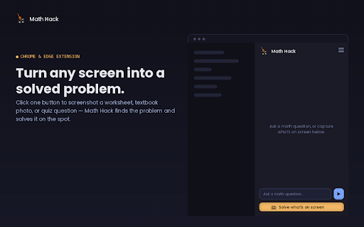 Math Hack :: Chat with AI about math, or screenshot the active tab and let it solve what's on screen.