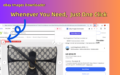 eBay Image and Video Downloader :: Download eBay images and videos in bulk or individually with one click. No coding needed, fast download.