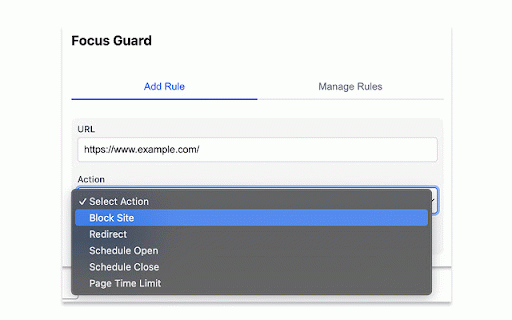 FocusGuard :: Keep your focus using FocusGuard, block or kill tabs, schedule tabs to open or close or redirect websites