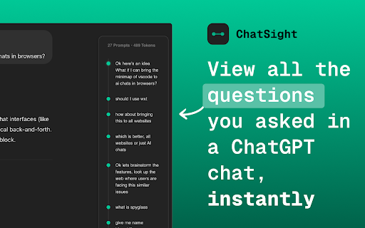 ChatSight - ChatGPT Prompt Navigator, TOC, Minimap :: Adds an neatly designed user chat history to each chatGPT conversation to avoid scolling endlessly.