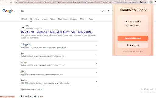 ThankNote Spark :: Generate short and thoughtful thank you messages instantly.