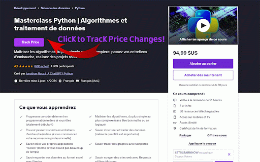 Udemy Price Tracker :: Track Udemy course prices and get notified of discounts