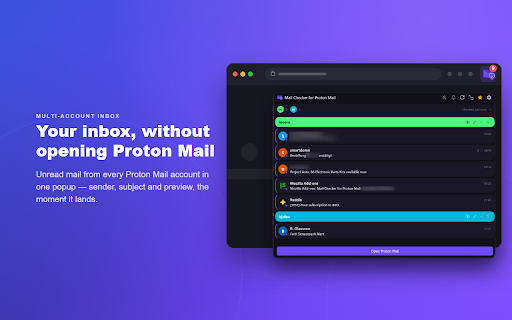 Mail Checker for Proton Mail :: Read, write and manage Proton Mail without opening a tab. Attachments, calendar RSVP, notifications, multi-account.