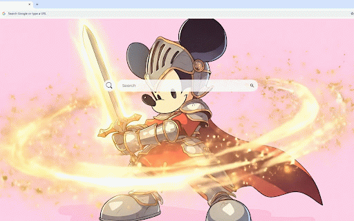 Mickey Mouse Knight with Sword Live Wallpaper :: Mickey Mouse in shining knight armor wielding a glowing sword on magical pink background.