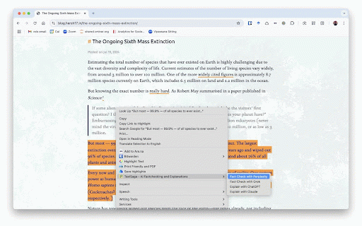 TextSage - AI Factchecking and Explanations :: Right-click to explain or fact-check selected text using AI tools