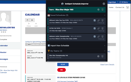 GotSport Schedule Importer :: Easily import GotSport schedules (XLSX) into LeagueApps with automated team creation and location mapping.