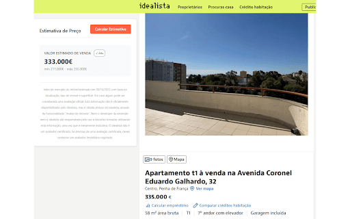 Estimador de Preços Imóveis (não oficial) - Idealista.pt :: Extensão não oficial que automatiza a funcionalidade 'Avaliação de imóveis' do Idealista.pt para obter estimativas de preço