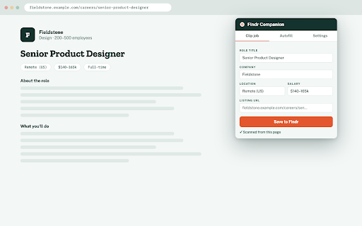 Findr Companion :: Clip job listings into your Findr board and autofill applications with your saved profile.