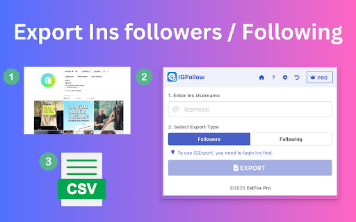 IGFollow - Follower Export Tool for Ins :: Easily export your Instagram followers and following lists to CSV or Excel with IGFollow.