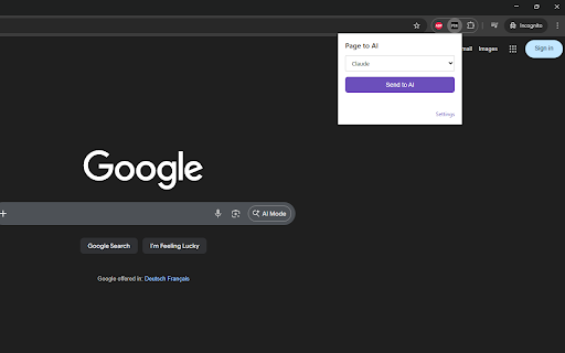 Page to AI :: Extract webpage content and send it to an AI chat as a file attachment