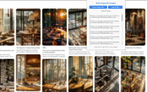 Bulk Image URL Scraper :: Extracts and collects all image URLs from any webpage with a single click