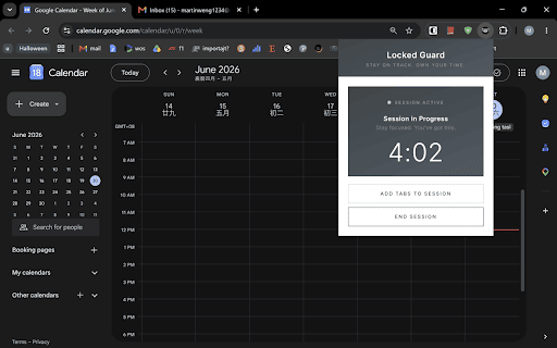 Locked Guard :: Stay focused by tracking distractions during work sessions.