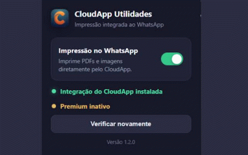 CloudApp Utilidades :: Ferramentas do CloudApp Vendas no WhatsApp Web, com impressão, transcrição e integração com o aplicativo instalado.