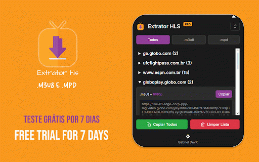 Extrator HLS Pro :: A ferramenta definitiva para detectar, analisar e gerenciar streams de vídeo HLS (M3U8) e DASH (MPD) em qualquer site.