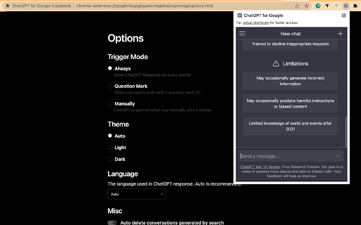 ChatGPT for search :: Chat gpt will give you an summary of your search in side box.
