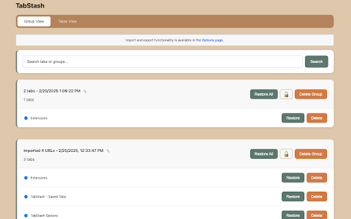 TabStash :: Save and organize your tabs for later use with improved performance using IndexedDB