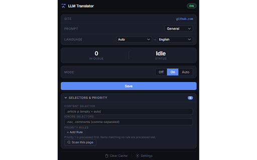 LLM Page Translator :: Translate webpages using any OpenAI-compatible API. Supports local models and cloud providers.
