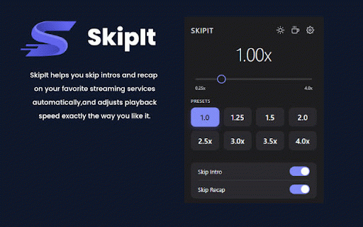 SkipIt – Skip Intros & Video Speed Controller :: Auto-skip intros & recaps on Netflix, YouTube & more – plus full video speed control