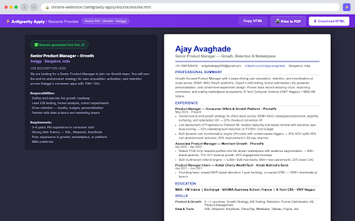 Antigravity Apply :: Auto-fill any job application form with your saved profile. Generate tailored, ATS-optimised resumes and cover notes using AI.