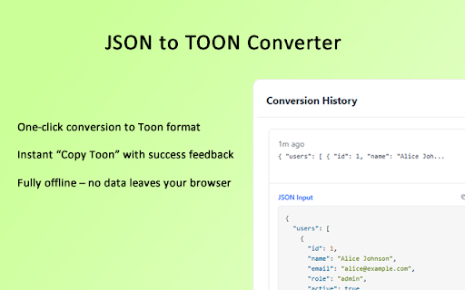 JSON to TOON Converter :: The fastest way for AI engineers to shrink JSON payloads before feeding them to LLMs.
Toon (Token-Oriented Object Notation) is a…