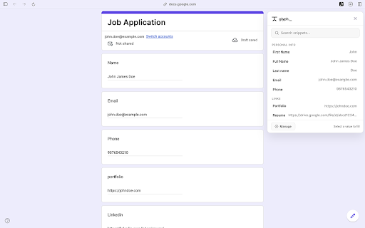 glyph :: Save, organize, and access your most-used text snippets, links, and answers instantly. Quick-fill your job applications with Glyph.