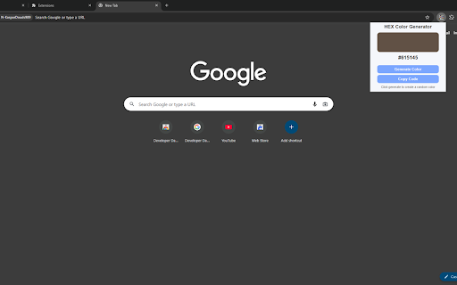 HEX Color Generator :: Generate random HEX colors instantly from a popup.
