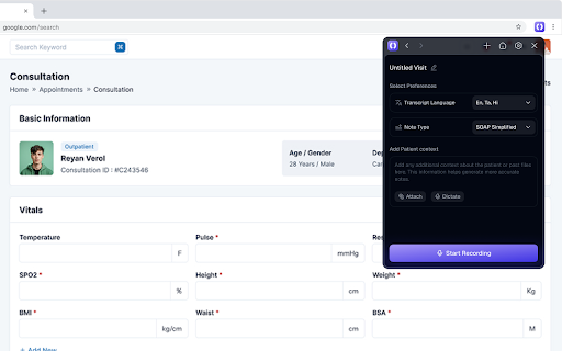 Ekko Medical Notes :: Generate structured medical notes directly from your browser