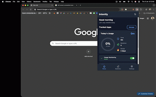 Intently - Intentful Browsing :: Build better habits by tracking website usage and providing intentful interventions