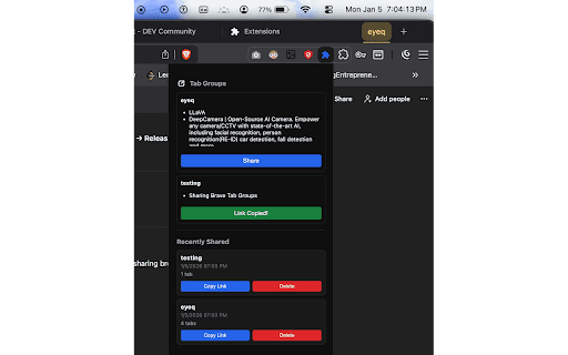 TabShare - Share tab groups as link :: TabShare is a lightweight extension that lets you share a browser tab group as a link and restore it later.