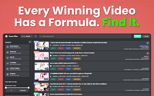 TubeGrade — YouTube Analytics, Outliers & Research :: YouTube analytics inside YouTube — outlier scores, views per hour, engagement, channel stats & research on every video.