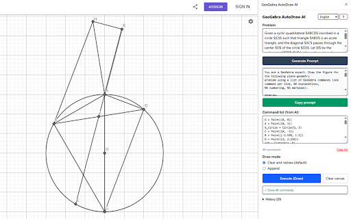 GeoGebra AutoDraw AI :: Auto-draw plane geometry on GeoGebra: build an AI prompt, paste the commands back, and draw in one click.