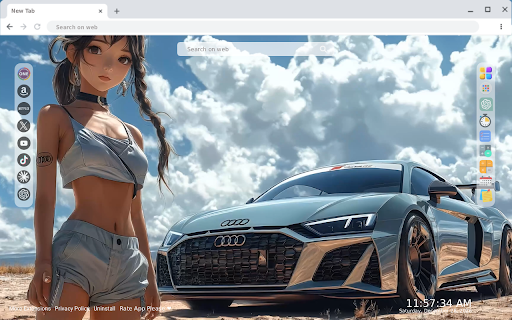 Anime Girl Next to Audi Live Wallpaper New Tab Theme :: Transform your new tab with stunning live HD wallpapers of anime girls next to Audis, bringing your favorite themes to life!