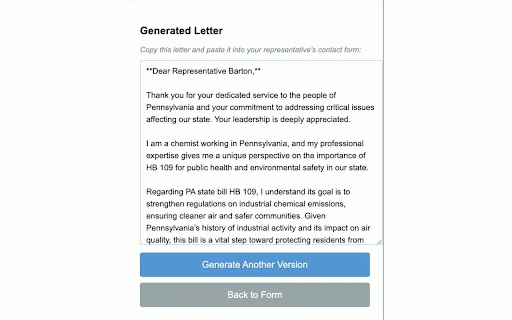 House Bill Letter Generator :: Generate personalized letters to representatives about bills