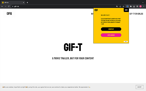 Gif-t :: Transform your web browsing into a creative journey with Gif-t. The Chrome extension that lets you craft engaging GIF trailers.
