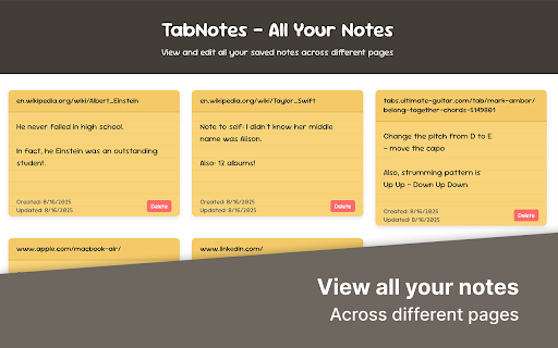 TabNotes :: Add notes to any tab in your browser