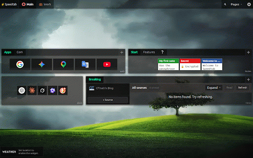 Speedtab :: A local-first browser new-tab dashboard with bookmarks, feeds, and notes.