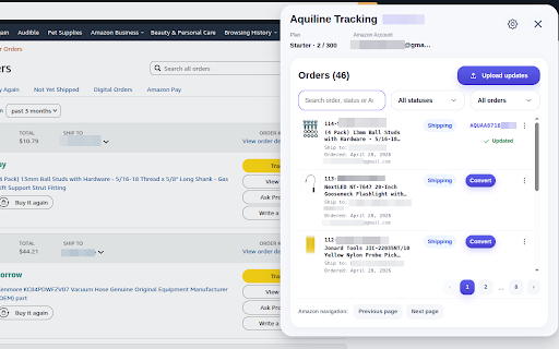Aquiline Tracking Chrome Extension :: Collect orders across your Amazon accounts and track shipments in Aquiline Tracking App