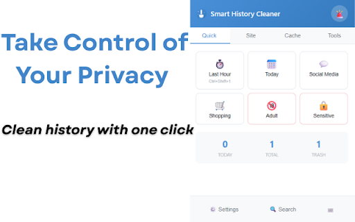 Smart History Cleaner - AI-Powered Privacy & History Manager :: Auto-clean browser history with AI insights, privacy score, sleep analysis, panic button & cache cleaner.