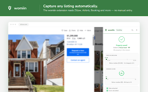 womiin :: Capture real-estate and accommodation listings, track prices, and see each location's wellbeing score.