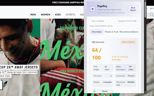 PageRay - Instant Landing Page Auditor :: One-click landing page audit: SEO, AI SEO, speed metrics, pixel detection & tech Stack.