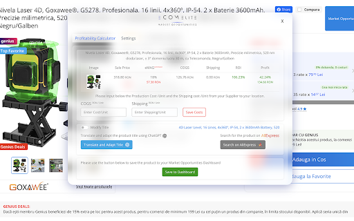 Market Opportunities :: Profitability Calculator for eMag Marketplace Products
