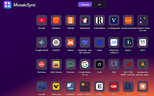 MosaicSync :: Privacy-first Chrome New Tab with folders, custom visuals and optional Chrome Sync. Zero MosaicSync telemetry.