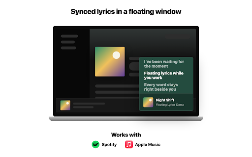 Floating Lyrics :: Synced lyrics in a floating Picture-in-Picture window for Spotify Web and Apple Music.