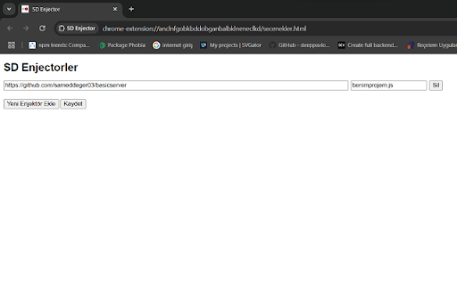 SD Enjector :: Websitelerine localhost üzerinde bulunan javascript dosyalarınızı eklemek için geliştirilmiş bir eklenti.